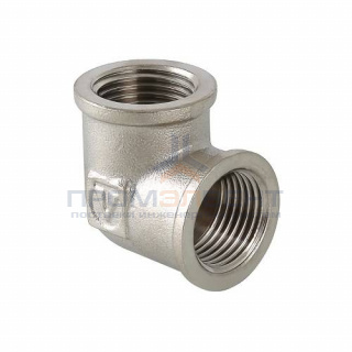 Отвод 90° VALTEC VTr.090 - 3/4" (резьбовой, латунь никелированная)